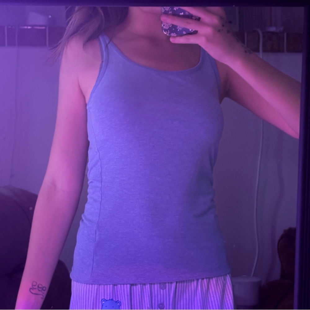 Divided basic blue tank top